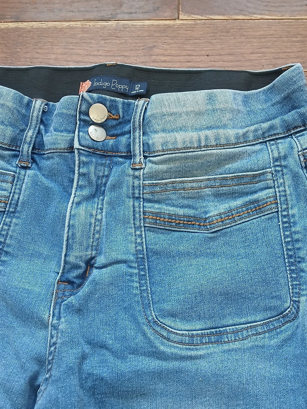 Indigo Poppy Light Blue Women's Flared Jeans Sz 12 Stretchy Western Fall Cowgirl